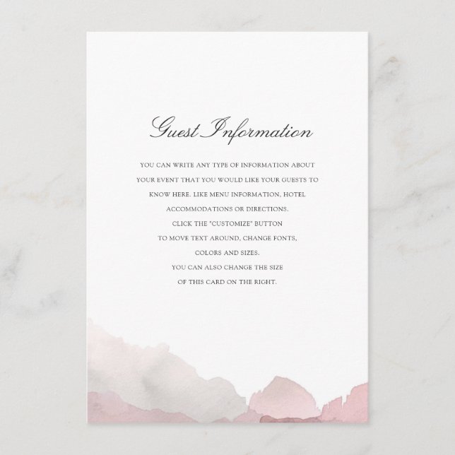 Tarjeta De Recepción Boda Debonair Insertar (Anverso)