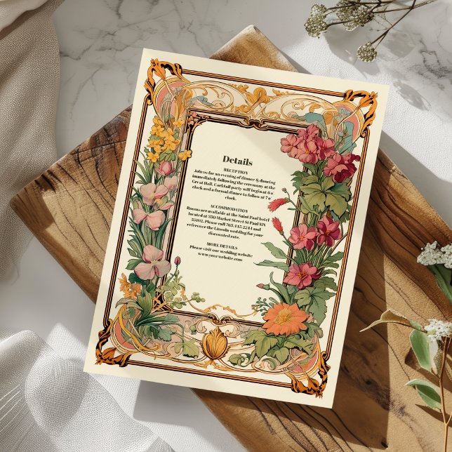 Tarjeta De Recepción Boda decorativo de Art Nouveau floral (Subido por el creador)