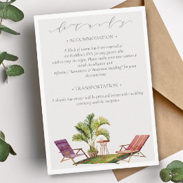 Tarjeta De Recepción Boda del árbol de palmas tropical detalla el códig