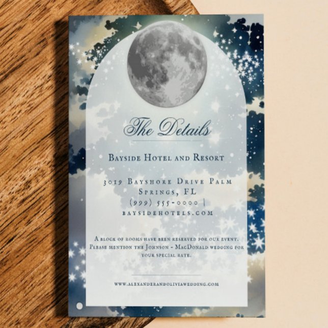 Tarjeta De Recepción Boda del cielo nocturno lunar (Lunar Night Sky Wedding Enclosure Card)