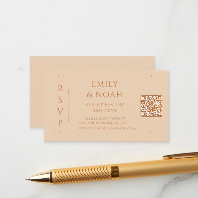 Tarjeta De Recepción Boda del código QR de código RSVP del presupuesto  (Anverso/Reverso In Situ)