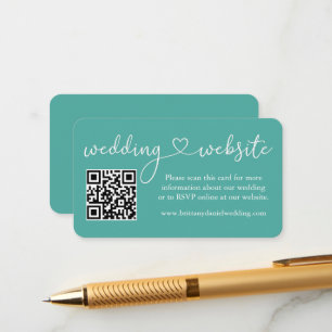 Tarjeta De Recepción Boda del corazón de caligrafía moderna Sitio web Q