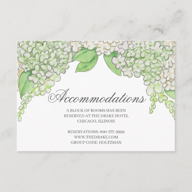 Tarjeta De Recepción Boda del Escudo de hidrangea azul y blanca (Anverso)