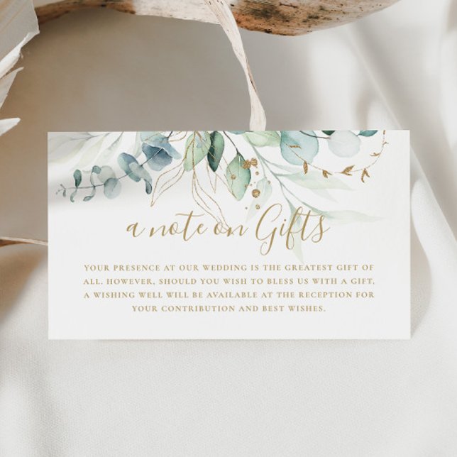 Tarjeta De Recepción Boda del Eucalipto Verde Oro Desear Bien (Subido por el creador)