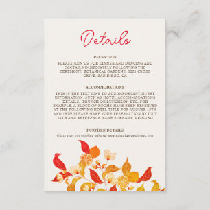 Tarjeta De Recepción Boda del follaje de cítricos de amor de la Lemonía