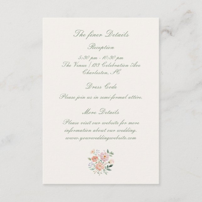 Tarjeta De Recepción Boda del Jardín de Cabaña Floral (Anverso)