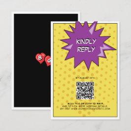 Tarjeta De Recepción Boda del libro de historietas colorido pop Art