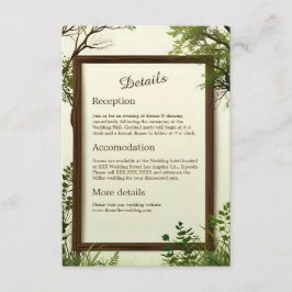 Tarjeta De Recepción boda del marco rústico del árbol de la vegetación