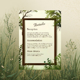 Tarjeta De Recepción boda del marco rústico del árbol de la vegetación