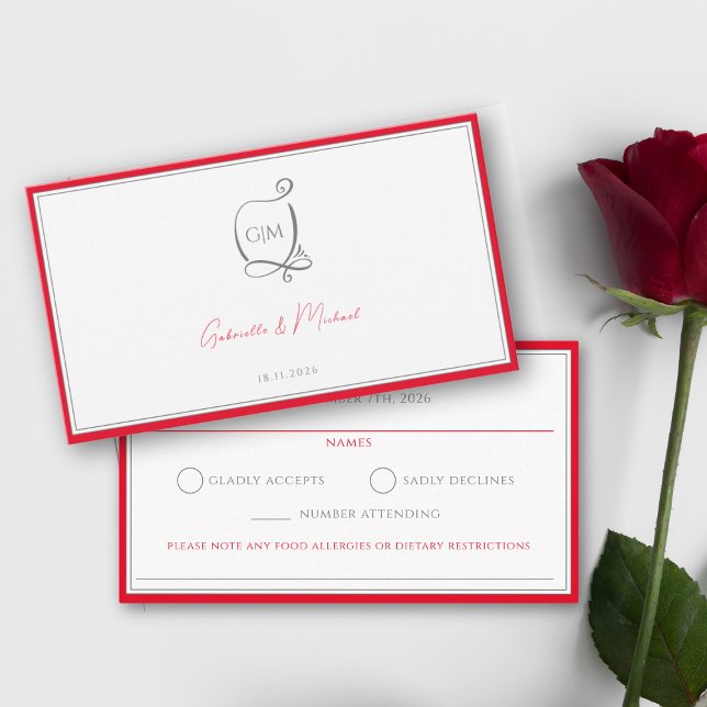 Tarjeta De Recepción Boda del Monograma RSVP con elegancia simple de co (Subido por el creador)