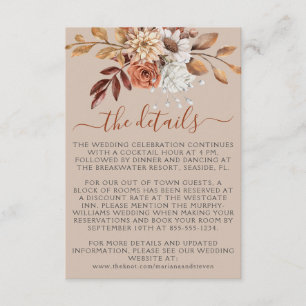 Tarjeta De Recepción Boda del otoño de otoño de taupe