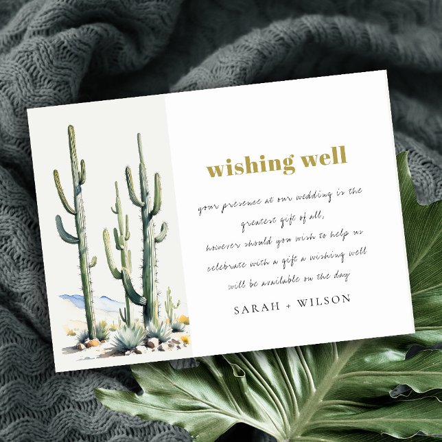 Tarjeta De Recepción Boda del paisaje del desierto de Boho Cacti Desear (Subido por el creador)