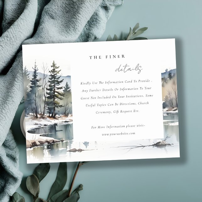 Tarjeta De Recepción Boda del paisaje del lago de montaña invernal (Subido por el creador)