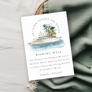 Tarjeta De Recepción Boda del paso marítimo de la palma del barco de cr
