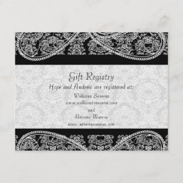 Tarjeta De Recepción Boda del Registro de Donaciones de Monograma Negro