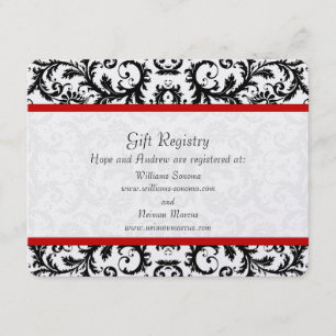 Tarjeta De Recepción Boda del Registro de Guarnecido Rojo Floral Blanco