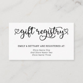 Tarjeta De Recepción Boda del Registro de Regalos de Corazones Cutas