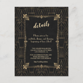 Tarjeta De Recepción Boda del Royal Fleur de Lis Art Deco de los años 2