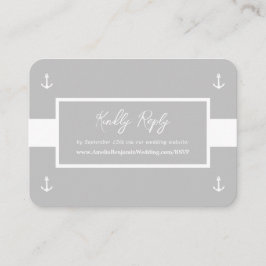 Tarjeta De Recepción Boda del sitio web del Patrón Náutico Blanco Gris 