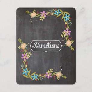 Tarjeta De Recepción Boda del tablero de Chalkboard Rustic Blue Floral