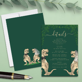 Tarjeta De Recepción Boda del tema de los dinosaurios detalles verde