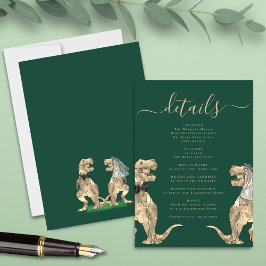 Tarjeta De Recepción Boda del tema de los dinosaurios detalles verde