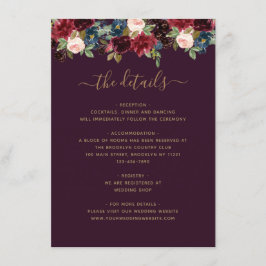 Tarjeta De Recepción Boda del tono de la mandíbula azul de la marina bo