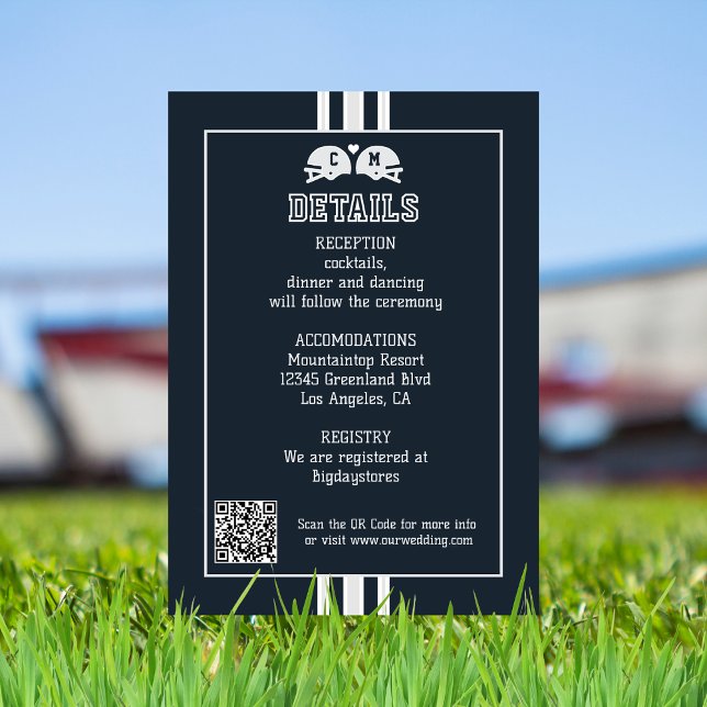 Tarjeta De Recepción Boda deportivo de partido de fútbol detalles códig (Subido por el creador)