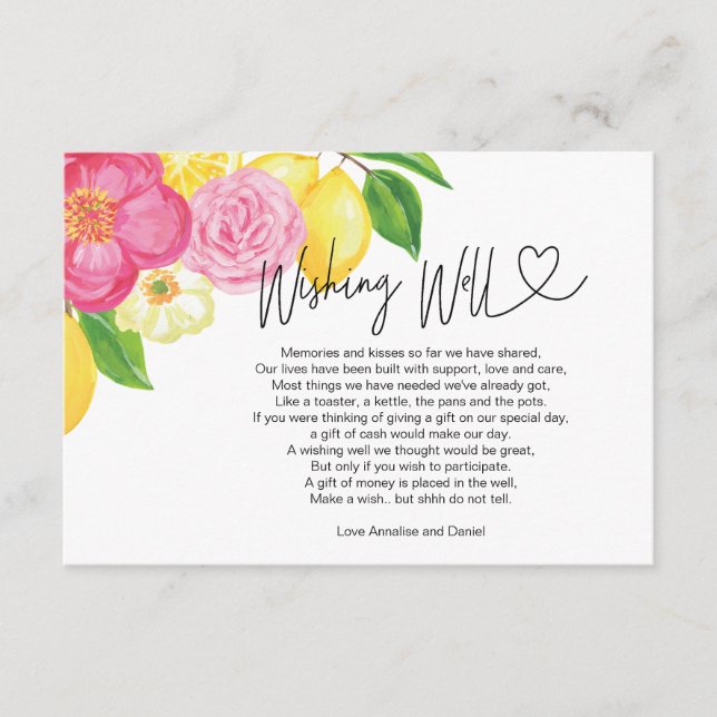 Tarjeta De Recepción Boda Deseando Bien Regalo Solicitud Floral (Anverso)