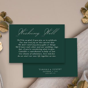 Tarjeta De Recepción Boda deseando buena caligrafía verde esmeralda