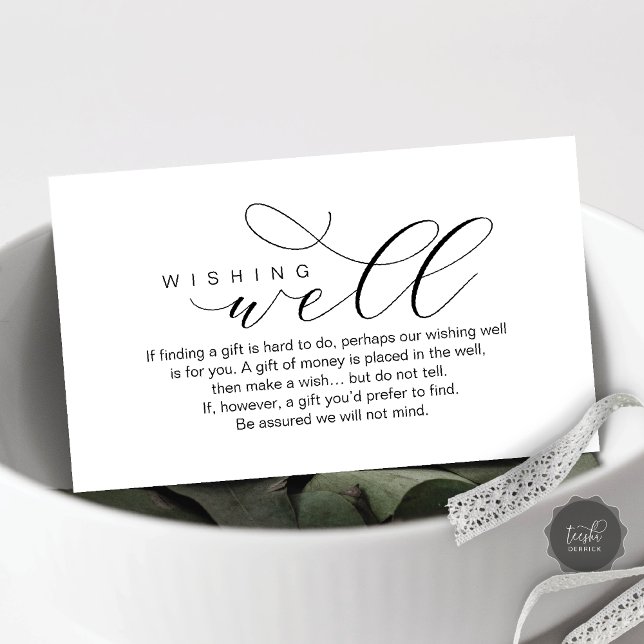 Tarjeta De Recepción Boda deseando lo mejor, elegancia moderna mínima (Wedding Wishing Well, Modern elegance minimal Enclosure Card)