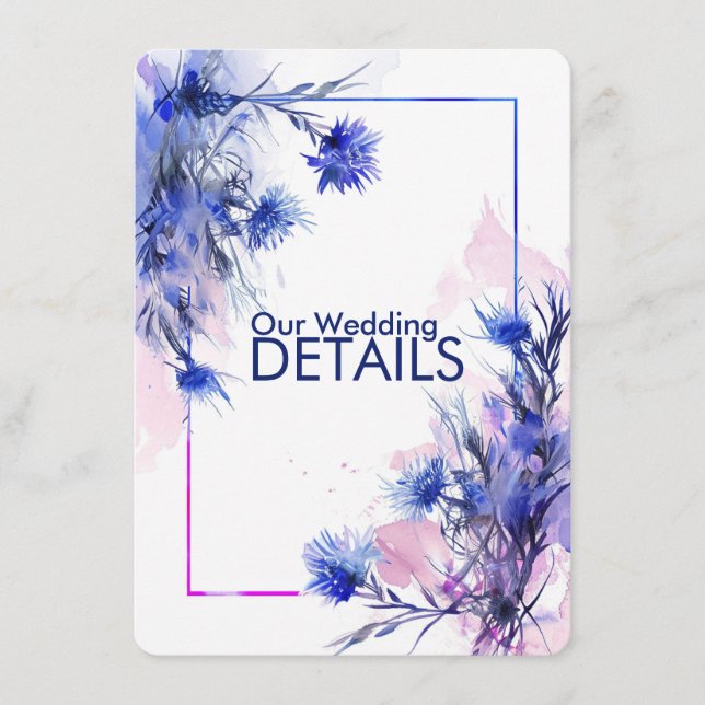 Tarjeta De Recepción 💍 Boda DETAILS Cornflower Reverie (Anverso)