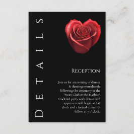 Tarjeta De Recepción Boda Details-Heart Shaped Red Rose-