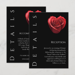 Tarjeta De Recepción Boda Details-Heart Shaped Red Rose-