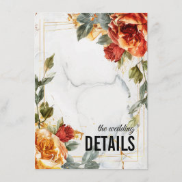 Tarjeta De Recepción Boda DETAILS Marble Dreams Naranja Rosa