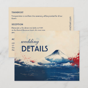 Tarjeta De Recepción Boda detalla la armonía japonesa con Fuji