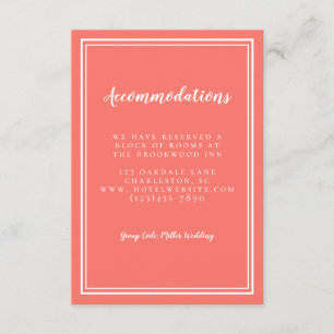 Tarjeta De Recepción Boda Detalle Coral Simple de Accommodations