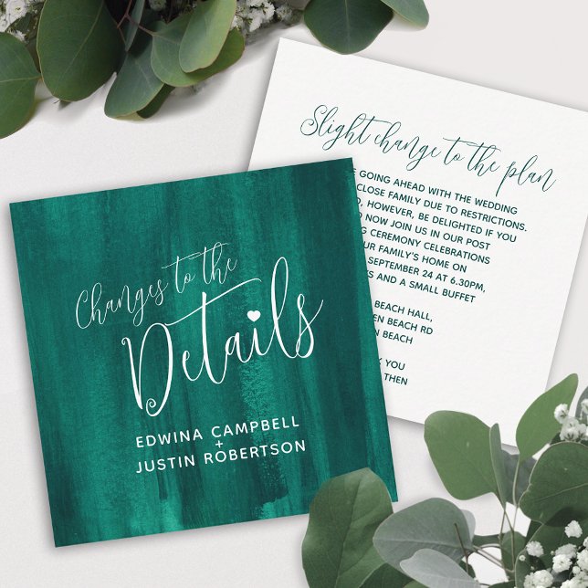 Tarjeta De Recepción Boda detalles cambios en el arte verde esmeralda (Subido por el creador)