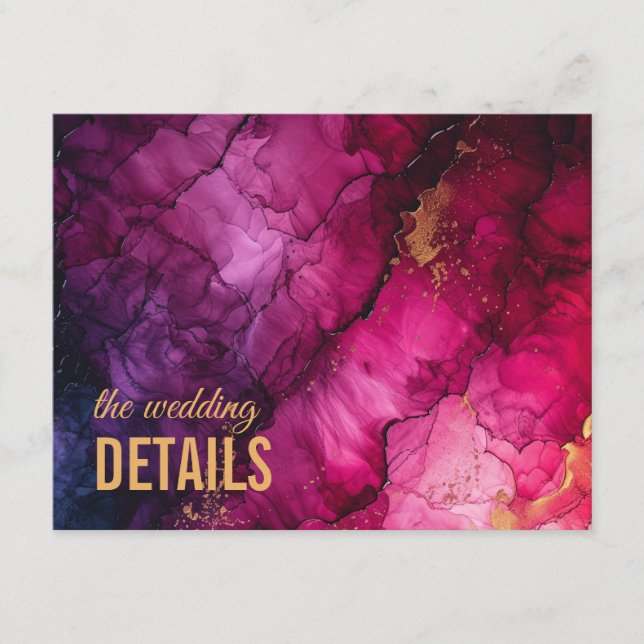 Tarjeta De Recepción Boda Detalles Celestial Elegance Sinfonía de Mármo (Anverso)