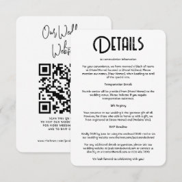 Tarjeta De Recepción Boda Detalles Código Qr Moda mínima simple negro