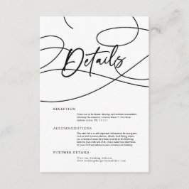 Tarjeta De Recepción Boda "Detalles" de guión moderno mínimo