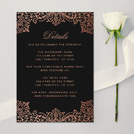 Tarjeta De Recepción Boda Detalles de la elegante antigüedades rosadas 