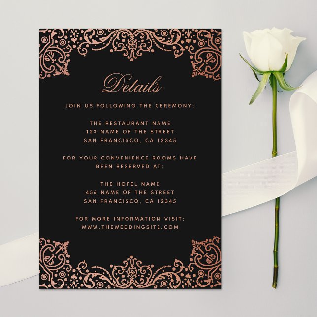 Tarjeta De Recepción Boda Detalles de la elegante antigüedades rosadas  (Subido por el creador)