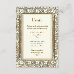 Tarjeta De Recepción Boda Detalles Elegante Oro Marfil Art Nouveau