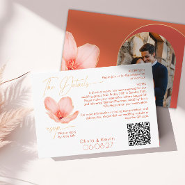 Tarjeta De Recepción Boda detalles flor naranja brillante arqueada Foto