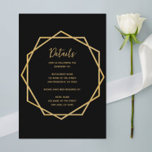 Boda Detalles Geométrico Elegante Oro Negro
