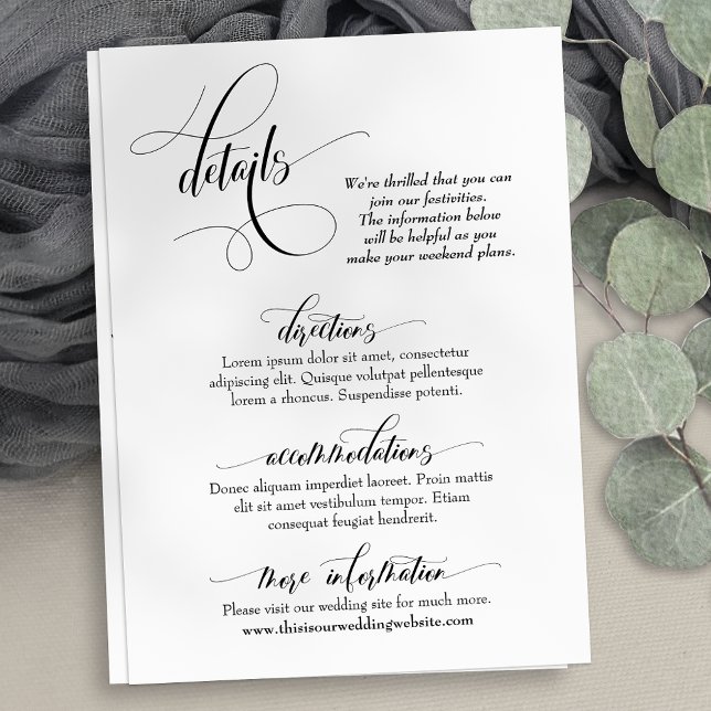Tarjeta De Recepción Boda Detalles Gloriosa Caligrafía Diseño sencillo (Subido por el creador)