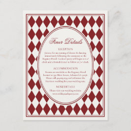 Tarjeta De Recepción Boda Detalles más finos Arlequín Rojo Merlot