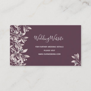 Tarjeta De Recepción Boda detalles sitio web cassis morado botánico