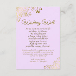Tarjeta De Recepción Boda dorado Lace & Lilac Púrpura Deseando Poema